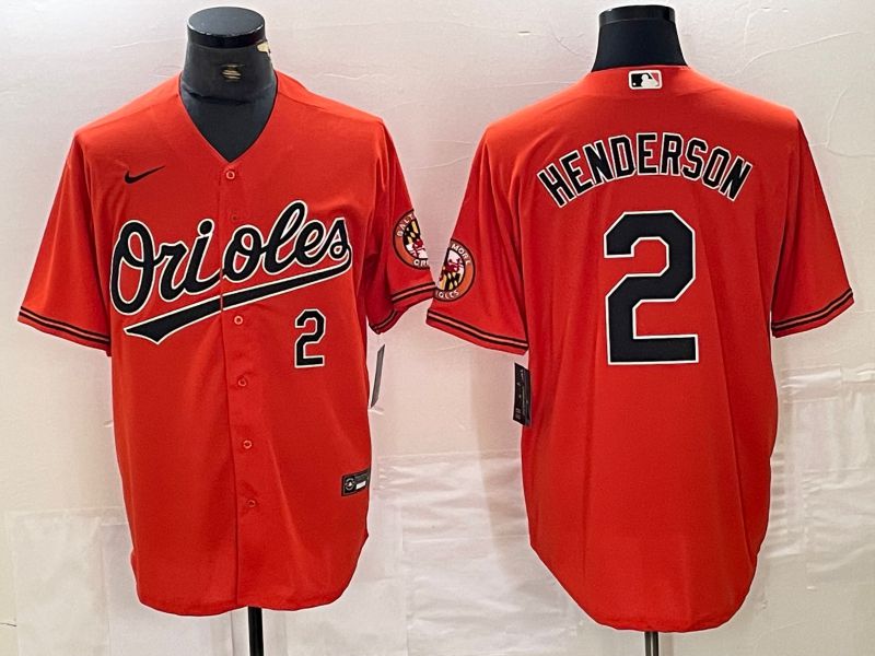Men Baltimore Orioles 2 Henderson Red Nike Game MLB Jersey style 1